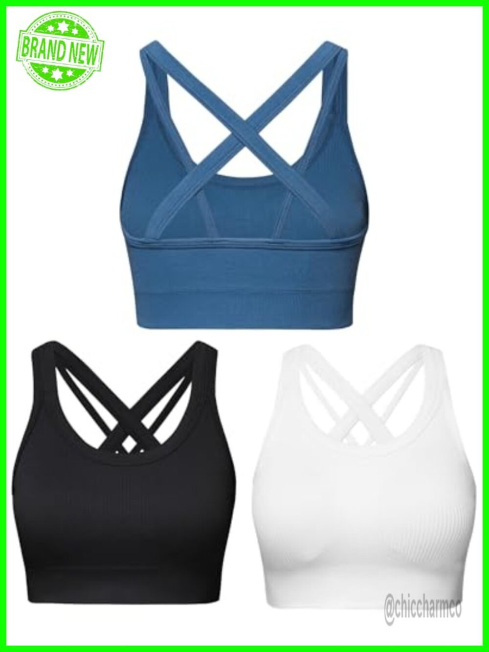 High Impact Sports Bra with Criss-Cross Back, Removable Pads, Full Coverage